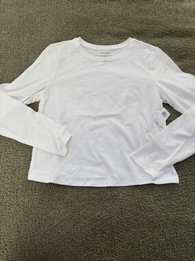 Old Navy Girls' White Long-Sleeve Crewneck Top